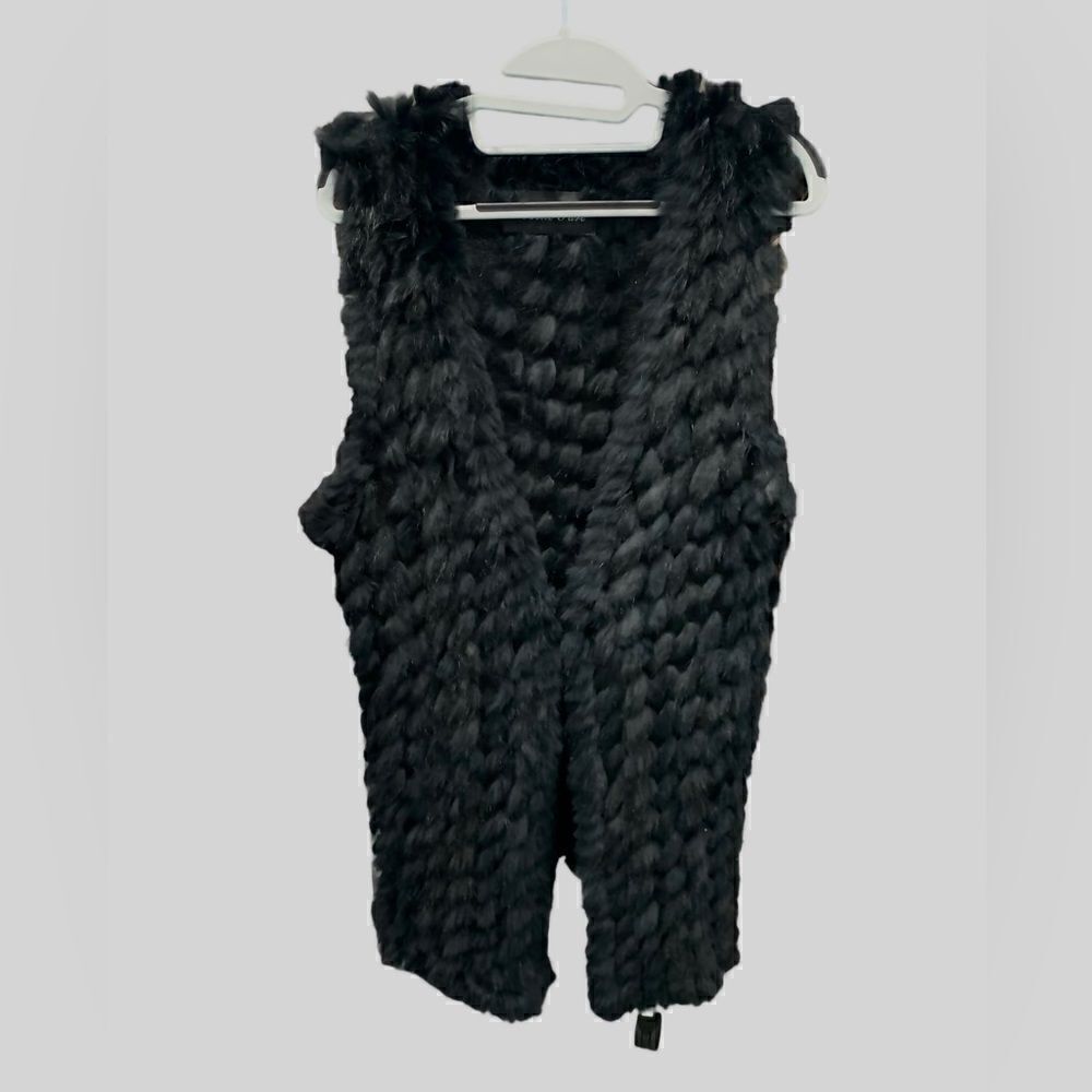 Belle Fare Long Wool Knitted Rabbit Fur Vest